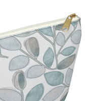 Cherry Plum Leaves Accessory Pouch w T-bottom in Aqua